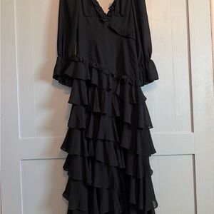 Elegant Black Ruffled Dress